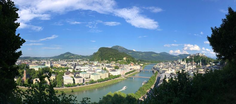 Panorama from the old town of Salzburg, Austria