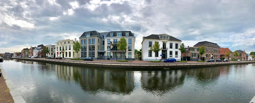 Panorama from the canal in Assen, Drenthe The Netherlands