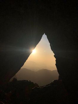 Sunset at Roque Nublo the volcanic rock on the island of Gran Canaria