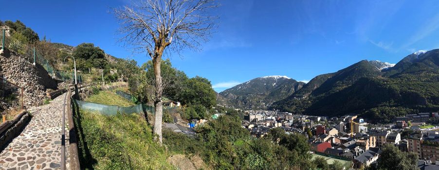 Panorama from a path on the mountains around Andorra la Vella