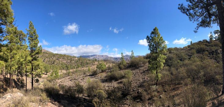 Panoramic scenery around Las Ninas Reservoir on Gran Canaria