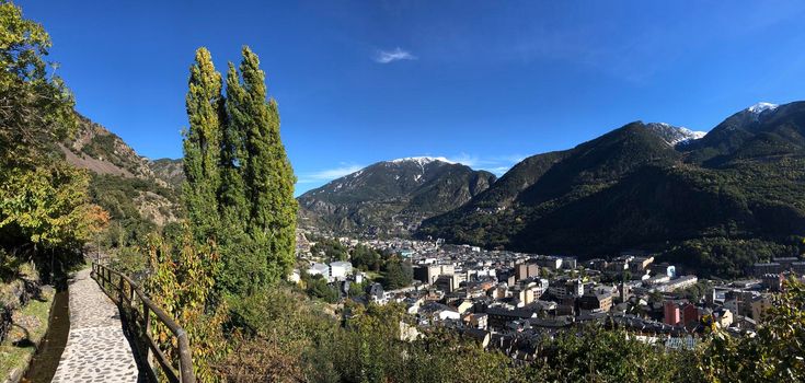 Panorama from a path on the mountains around Andorra la Vella