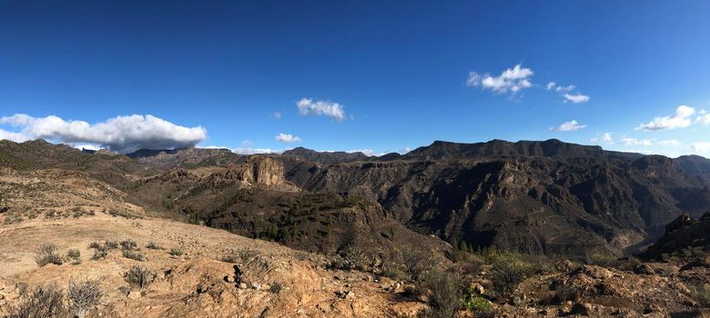 Panoramic scenery around Las Ninas Reservoir on Gran Canaria
