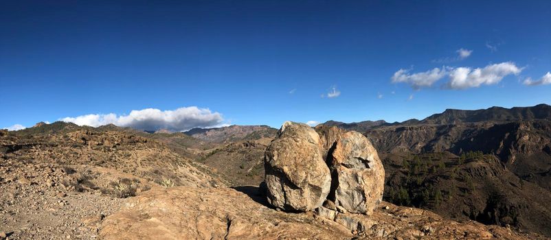 Panoramic scenery around Las Ninas Reservoir on Gran Canaria