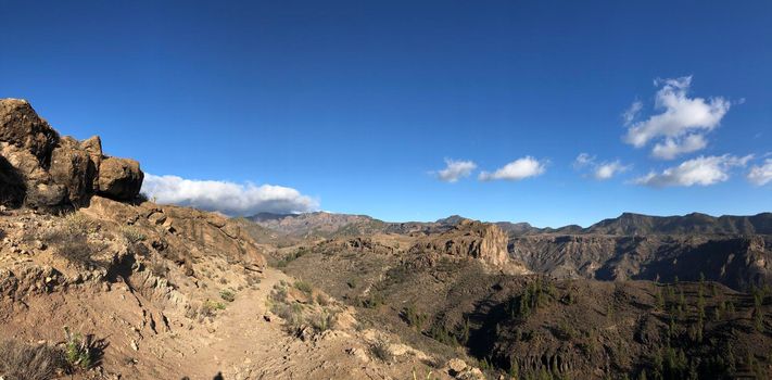 Panoramic scenery around Las Ninas Reservoir on Gran Canaria