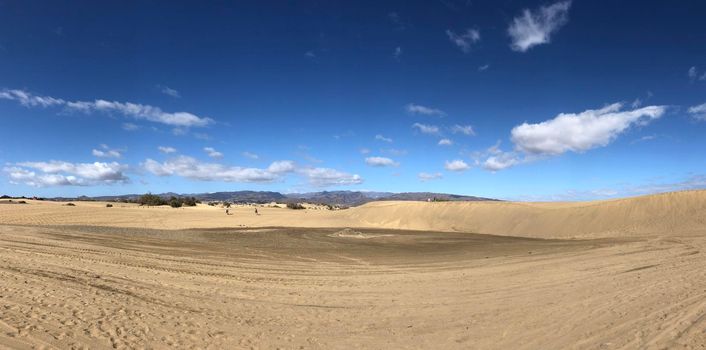 Panorama from the sand dunes of Maspalomas on Gran Canaria