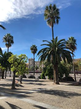 The boulevard around the harbor of Barcelona, Spain