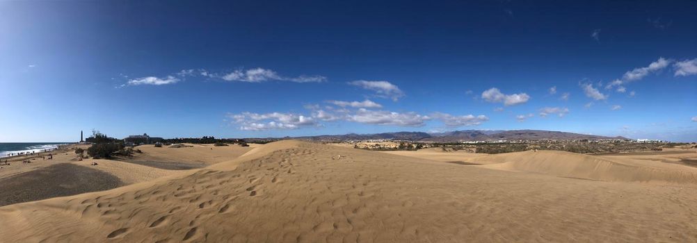 Panorama from the sand dunes of Maspalomas on Gran Canaria