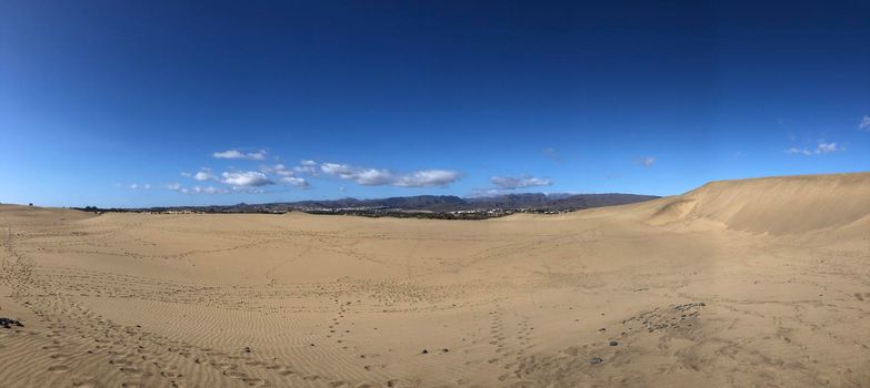 Panorama from the sand dunes of Maspalomas on Gran Canaria