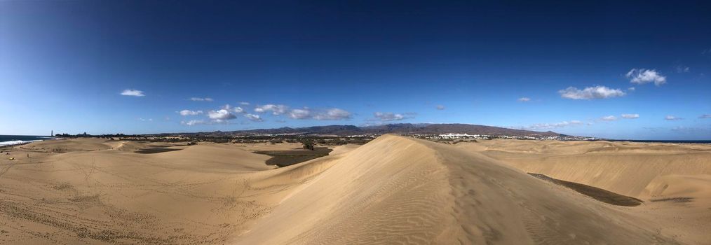 Panorama from the sand dunes of Maspalomas on Gran Canaria