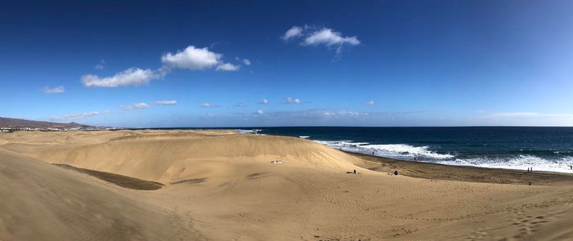 Panorama from the sand dunes of Maspalomas on Gran Canaria