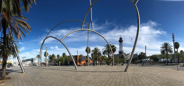 Panorama from a square at the Torre de Jaume I in Barcelona Spain