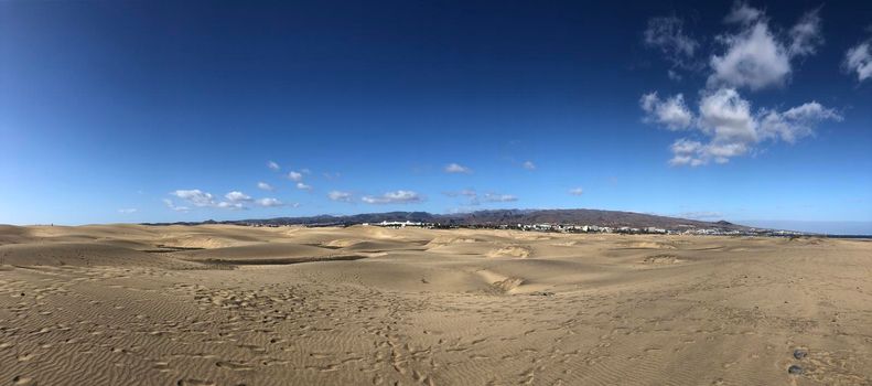 Panorama from the sand dunes of Maspalomas on Gran Canaria