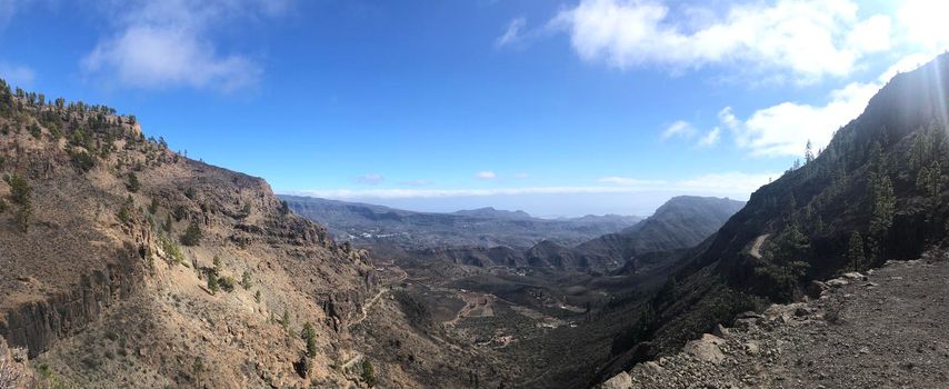 Panorama view the valley with from San Bartolomé de Tirajana on Gran Canaria