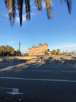 Plaza de les Drassanes roundabout in Barcelona Spain