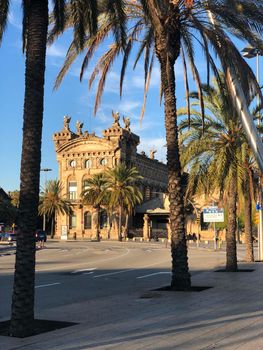 Plaza de les Drassanes in Barcelona Spain