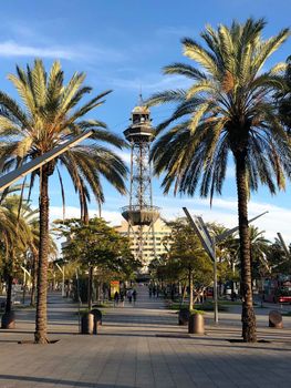 Port Vell Aerial Tramway in Barcelona Spain