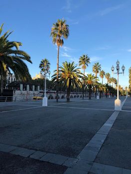 Boulevard around the port of Barcelona Spain