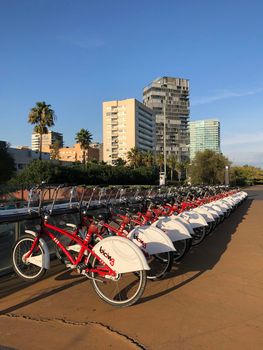 City bikes at Parc del Maresme in Barcelona, Spain