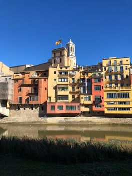 The Onyar river in Girona, Spain