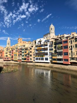 The Onyar river in Girona, Spain