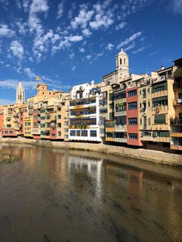 The Onyar river in Girona, Spain