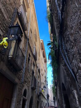 Street in the old town of Girona Catalonia, Spain