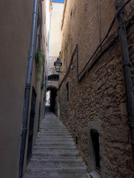 Stairs in the old town of Girona Catalonia, Spain