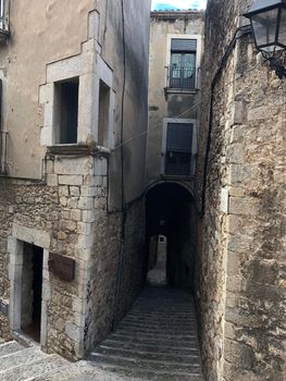 Gate in the old town of Girona Catalonia, Spain