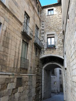 Gate in the old town of Girona Catalonia, Spain