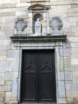 Door from the Basilica de Sant Feliu in Girona Spain