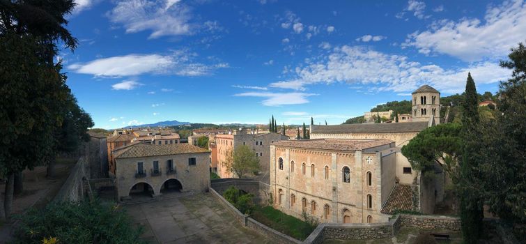 Panorama from Sant Pere de Galligants Monastery in Girona, Spain