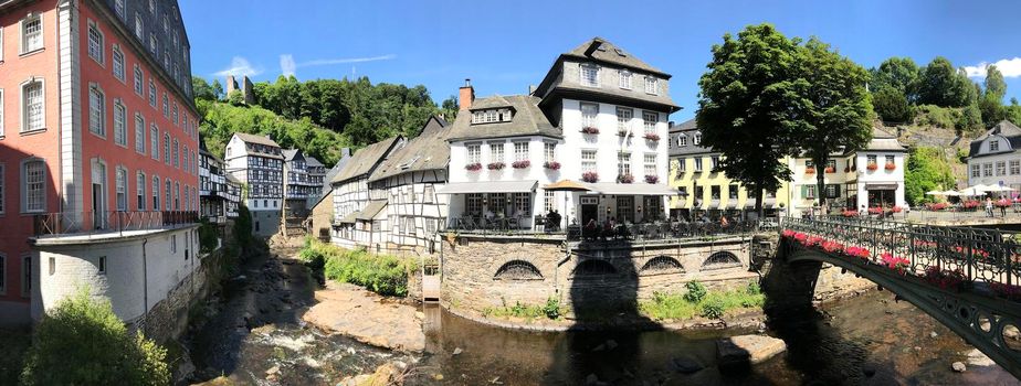 Panorama from the Monumental house das Rotes Haus and bridge in Monschau Germany