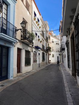 Street in the old town of Sitges, Spain