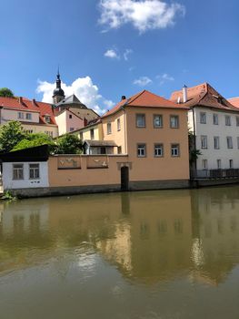 Houses next to a canal in the old town of Bamberg Germany