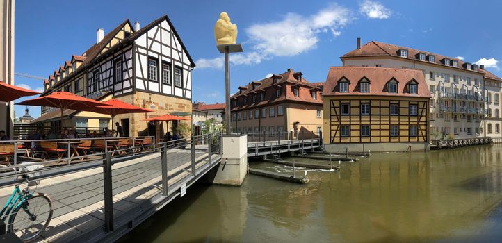 Panorama from the Linker regnitzarm river in Bamberg, Germany