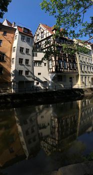 Housing next to the regnitzarm river in Bamberg Germany