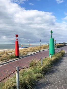 Boulevard and the beach on Borkum island in Germany