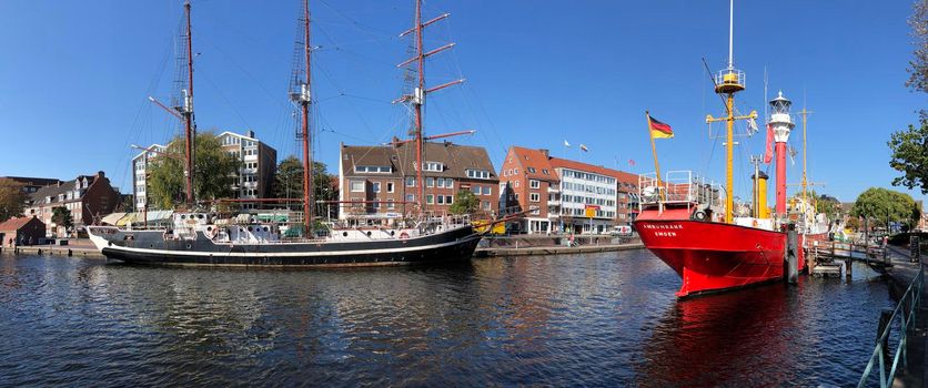 panorama from the dock 'Ratsdelft' in Emden Germany