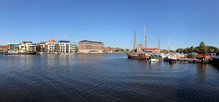 Panorama from the old inland port in Emden, Germany