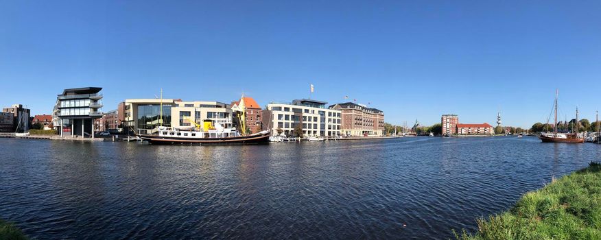 Panorama from the old inland port in Emden, Germany