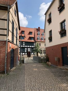 Timber frame houses in the old town of Erfurt Germany