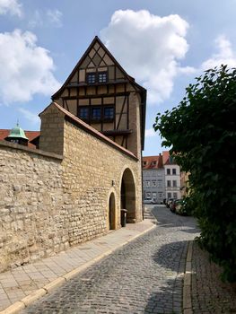 Street in the old town of Erfurt Germany