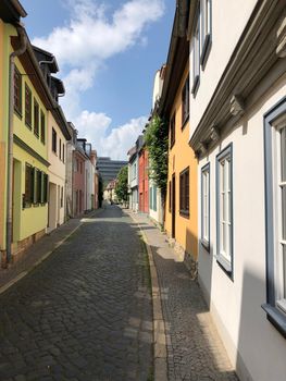 Street with colorful houses in Erfurt Germany