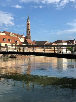 Bridge over the the Isar river in Landshut Germany