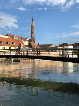 Bridge over the the Isar river in Landshut Germany