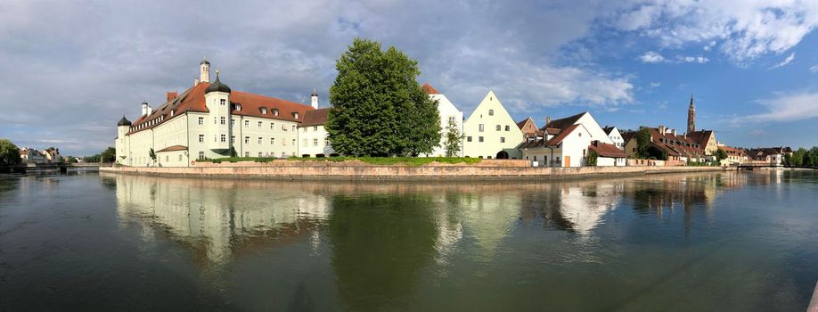 Panorama from the Isar river around Landshut Germany