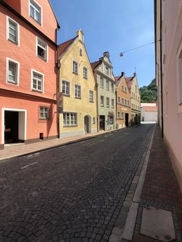 Colorful houses in the old town of Landshut Germany