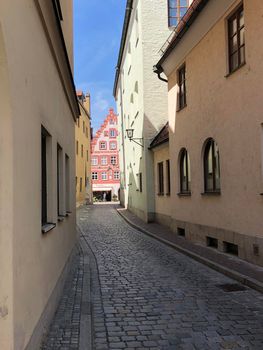 Street in the old town of Landshut Germany