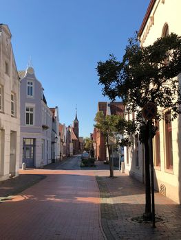 Street with the St.-Michael-Kirche in Leer, Germany